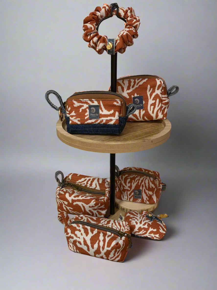 Pouch (b) is Top shelf, back right