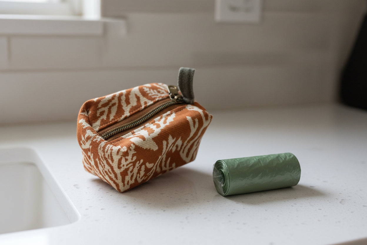 Coral & Denim Mini Boxy Zipper Pouch