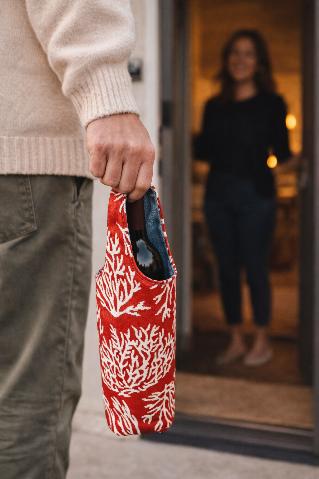 Red-y for Coral Wine Tote Reversible Gift Bag