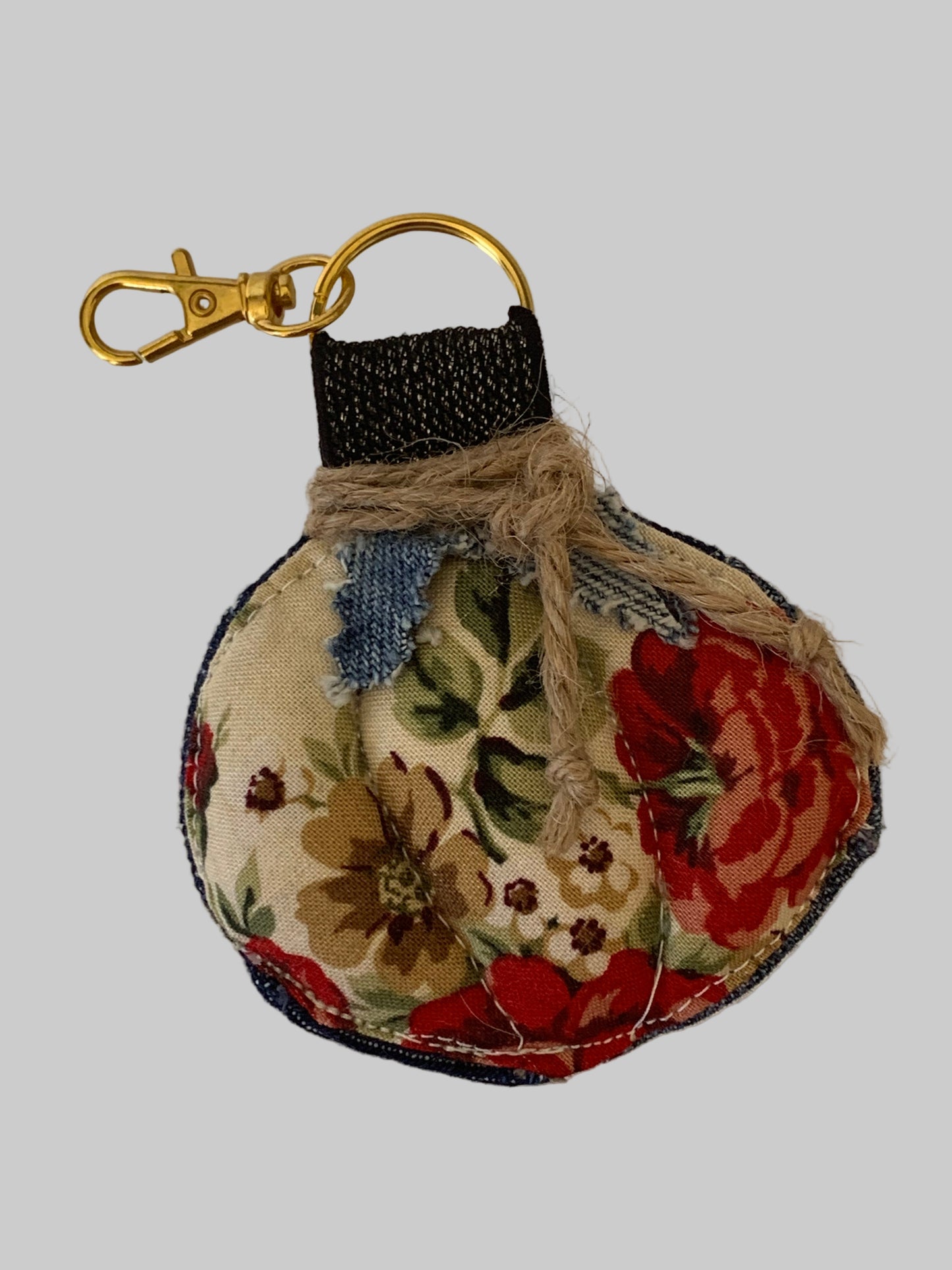 Denim & Vintage Floral Pumpkin Charm