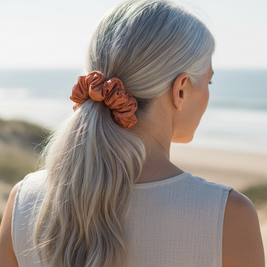 Quilted Satin Coastal Bloom Scrunchie