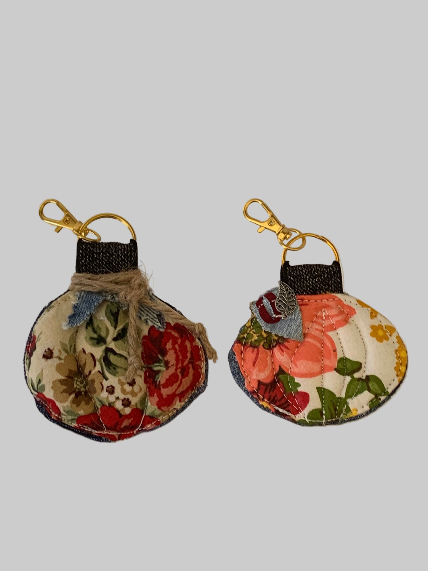 Denim & Vintage Floral Pumpkin Charm