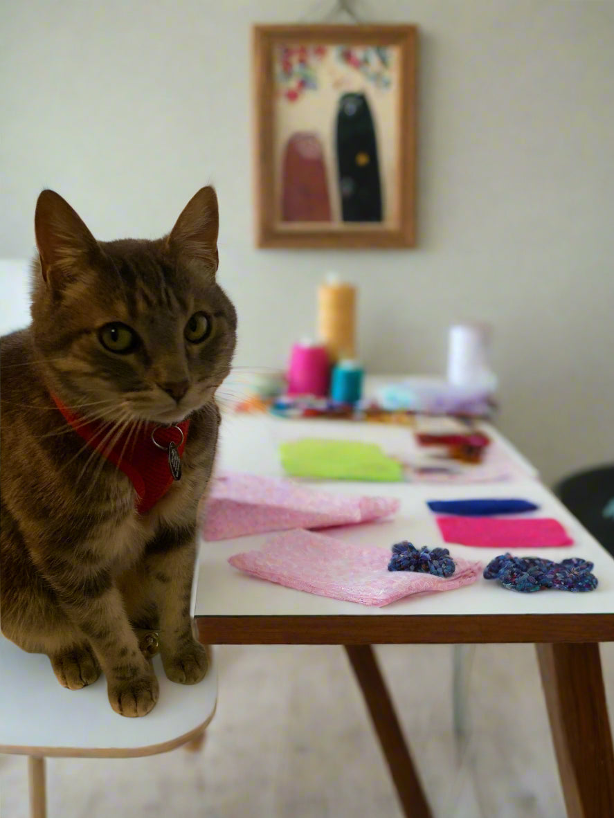 Coastal Bloom Trio – Denim Scrunchie Set