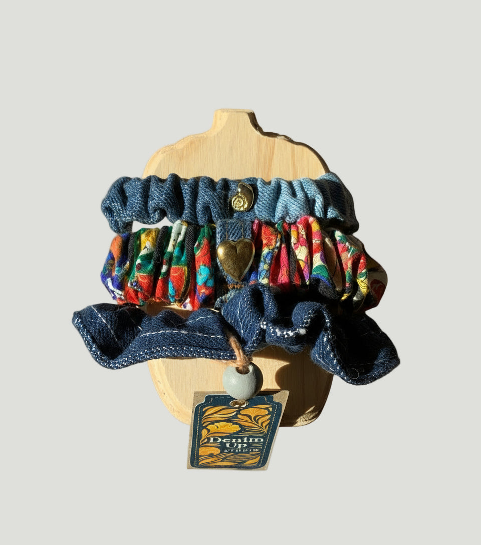 Babushka Doll & Denim Scrunchie Trio Stack