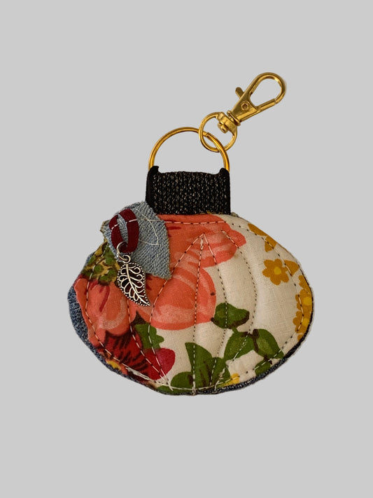 Denim & Vintage Floral Pumpkin Charm