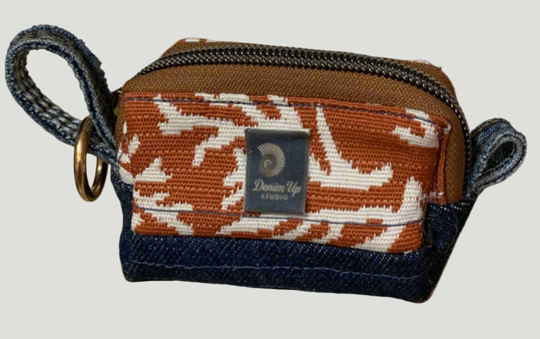 Coral & Denim Mini Quilted Coin Pouch (A)