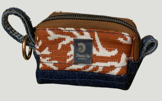 Coral & Denim Mini Quilted Coin Pouch (A)